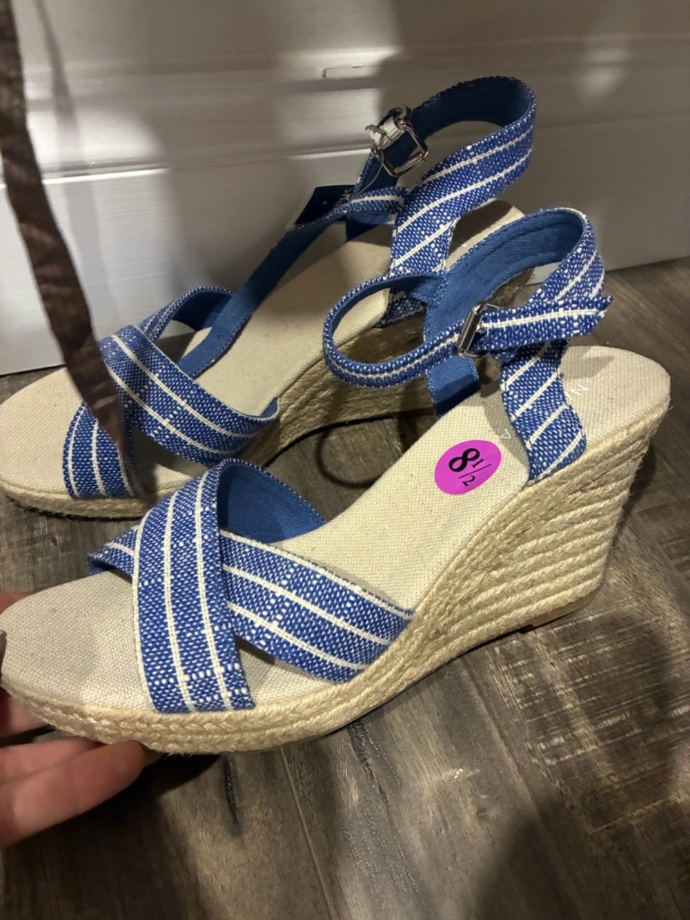 Nautica Blue and Natural Espadrille Wedge Sandals